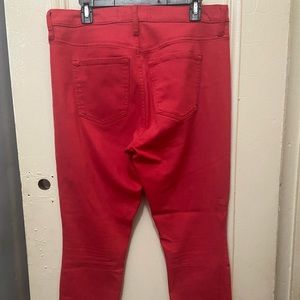 Red, skinny, high rise jegging